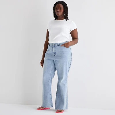 Forever 21 Womens Juniors Plus Low Rise Flare Leg Jean