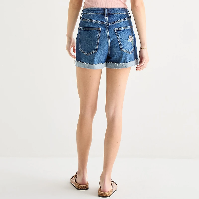 Arizona Womens 1/2" High Rise Juniors Denim Short