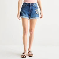 Arizona Womens 1/2" High Rise Juniors Denim Short