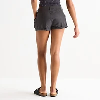 Arizona Womens 1 1/2" Low Rise Juniors Stretch Fabric Chino Short