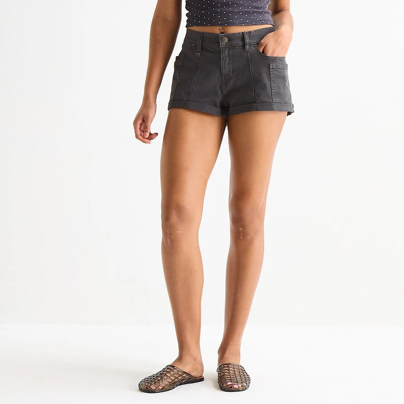 Arizona Womens 1 1/2" Low Rise Juniors Stretch Fabric Chino Short