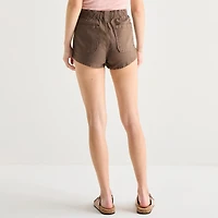 Arizona Womens 1 1/2" Low Rise Juniors Stretch Fabric Chino Short