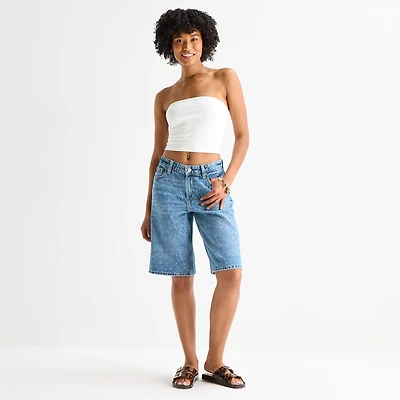 Arizona Womens 12 1/4" Low Rise Juniors Denim Short