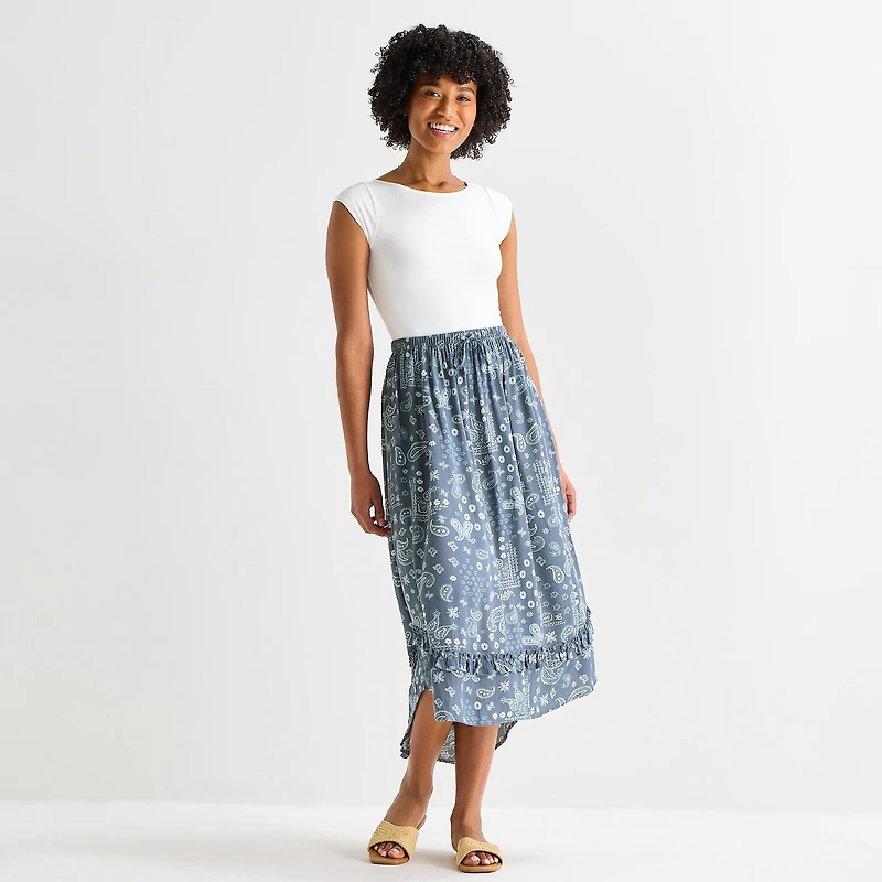 Arizona Womens Juniors Mid Rise Maxi Skirt