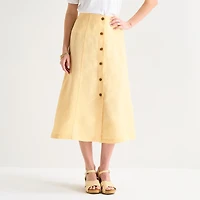 Liz Claiborne Womens High Rise Midi A-Line Skirt