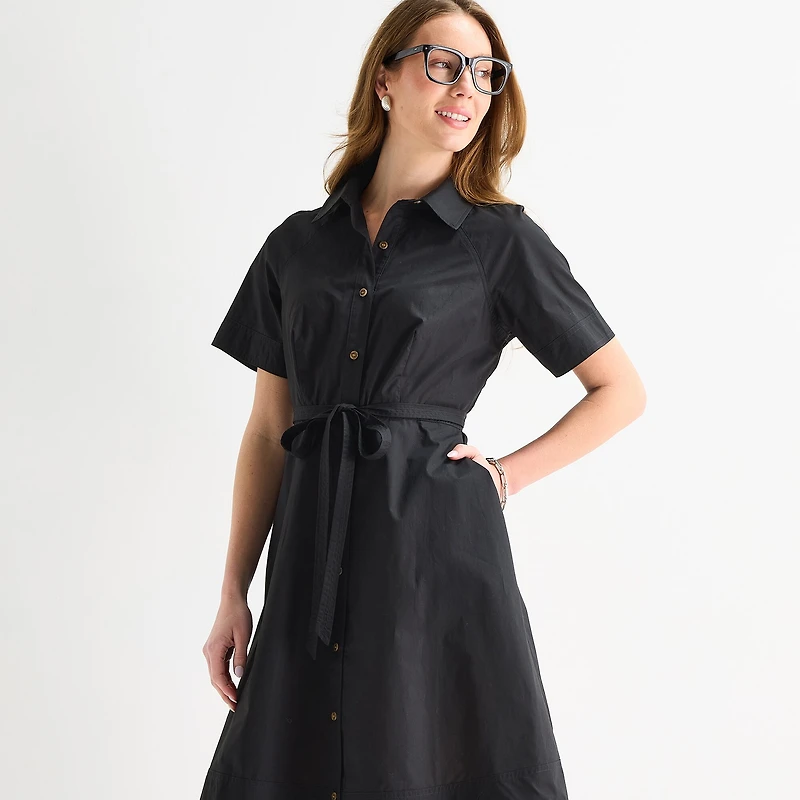 Liz Claiborne Womens Short Sleeve Shirt Dress