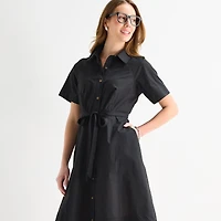 Liz Claiborne Womens Short Sleeve Shirt Dress