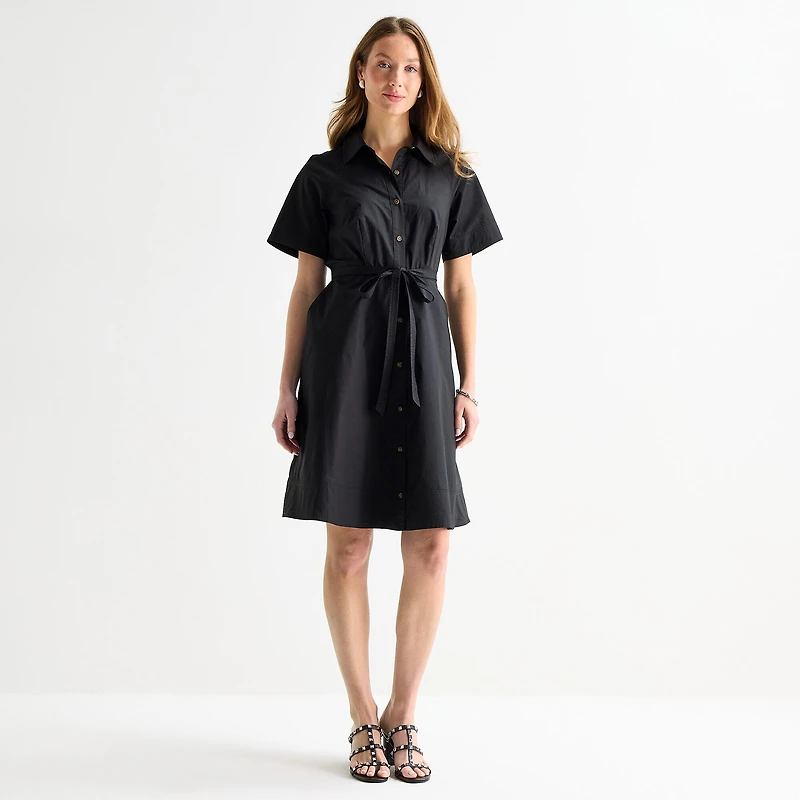 Liz Claiborne Womens Short Sleeve Shirt Dress