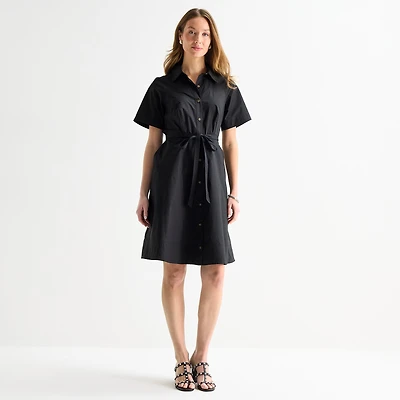 Liz Claiborne Womens Short Sleeve Shirt Dress