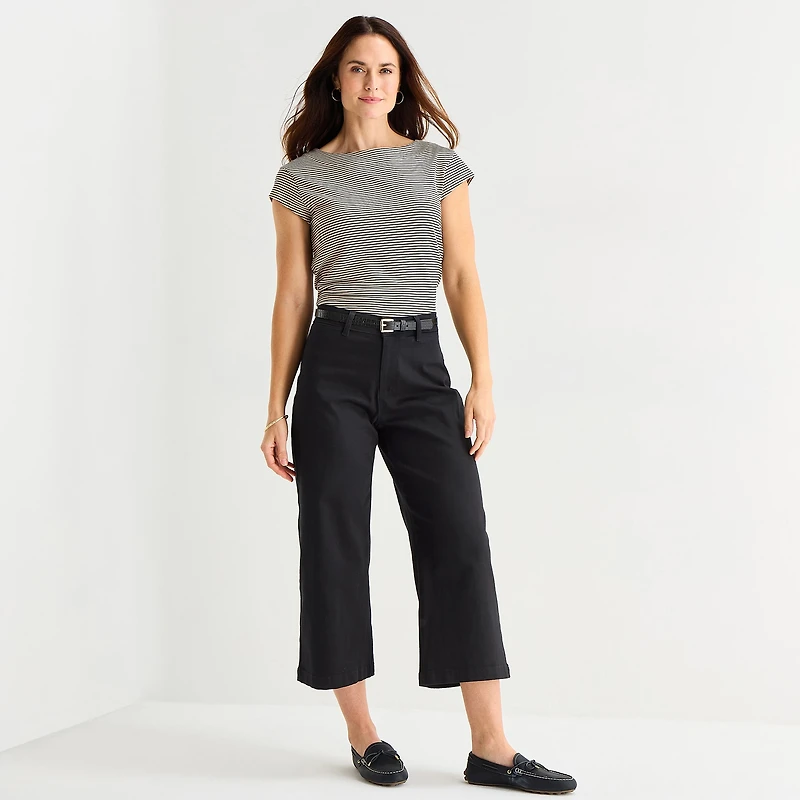 Liz Claiborne Womens Tall Wide Leg Mid Rise Cropped Pant