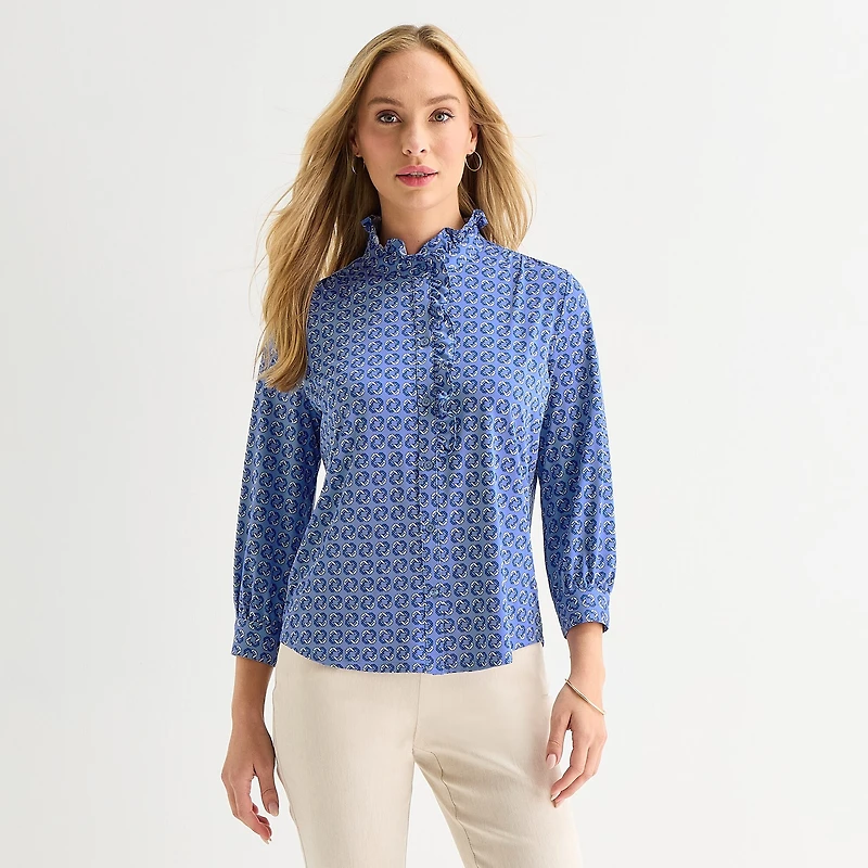 Liz Claiborne Womens 3/4 Sleeve Blouse