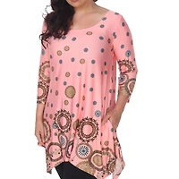 White Mark Plus Erie Womens Scoop Neck 3/4 Sleeve Tunic Top