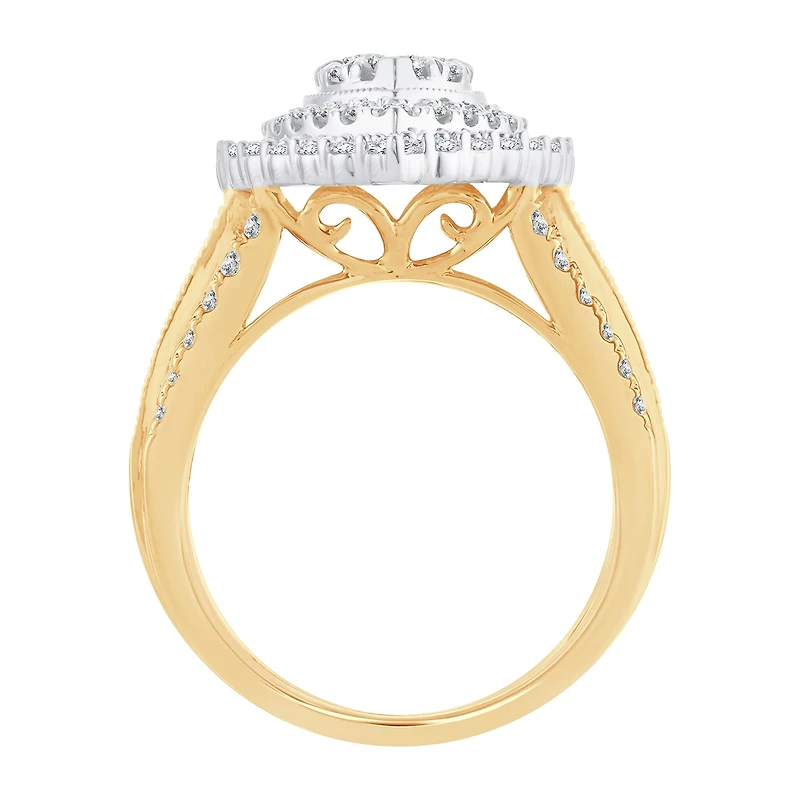 Womens 1 1/2 CT. T.W. Natural White Diamond 10K Gold Pear Halo Engagement Ring