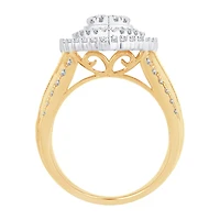 Womens 1 1/ CT. T.W. Natural White Diamond 10K Gold Pear Halo Engagement Ring