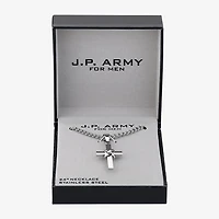 J.P. Army Men's Jewelry Stainless Steel 24 Inch Curb Cross Chain Necklace