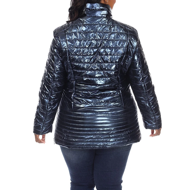 White Mark Womens Plus Water Resistant Midweight Puffer Jacket