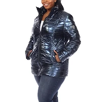 White Mark Womens Plus Water Resistant Midweight Puffer Jacket