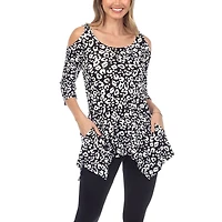 White Mark Womens Scoop Neck 3/4 Sleeve Tunic Top