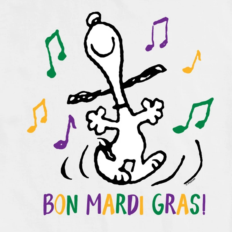 Mens Short Sleeve Peanuts Mardi Gras T-Shirt