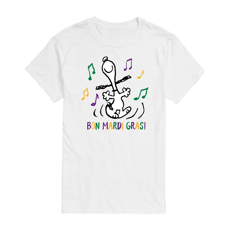 Mens Short Sleeve Peanuts Mardi Gras T-Shirt