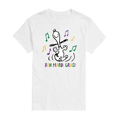 Mens Short Sleeve Peanuts Mardi Gras T-Shirt