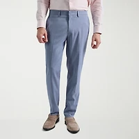 Haggar Smart Wash Tonal Plaid Mens Stretch Fabric Slim Fit Flat Front Suit Pant