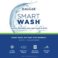 Haggar Smart Wash Tonal Plaid Mens Stretch Fabric Slim Fit Flat Front Suit Pant