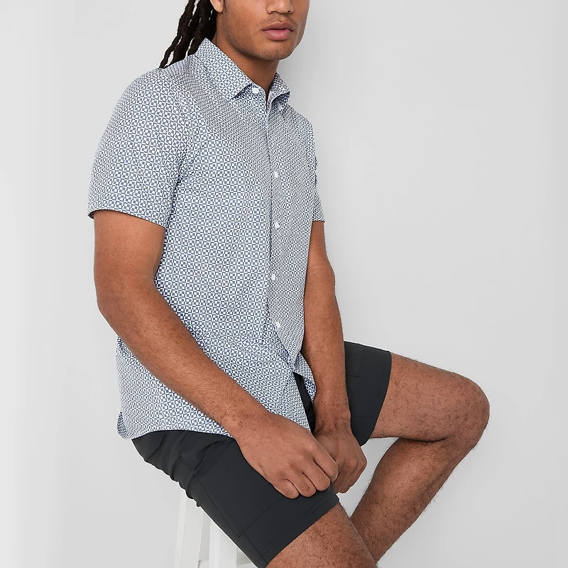 Stylus Mens Short Sleeve Regular Fit Button-Down Shirt