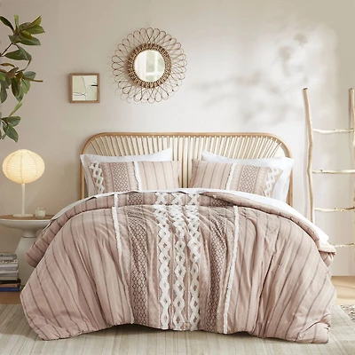 INK+IVY Imani 3pc Cotton Printed Duvet Cover Set w/ Chenille
