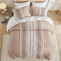 INK+IVY Imani 3pc Cotton Printed Duvet Cover Set w/ Chenille
