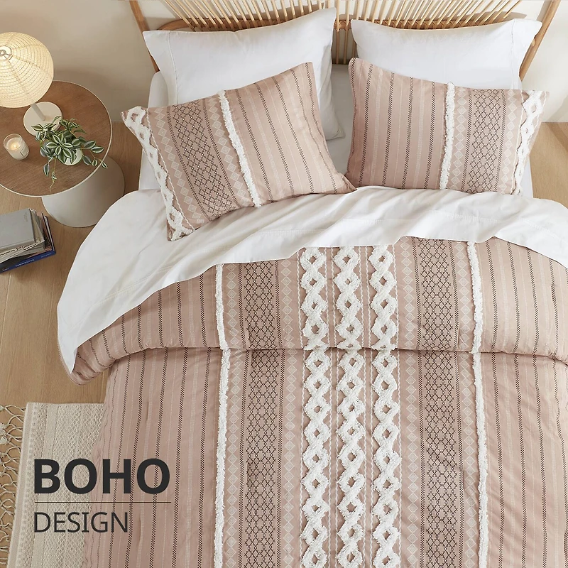 INK+IVY Imani 3pc Cotton Printed Duvet Cover Set w/ Chenille