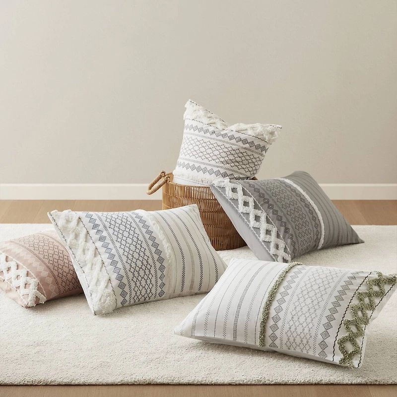 INK+IVY Imani 3pc Cotton Printed Duvet Cover Set w/ Chenille