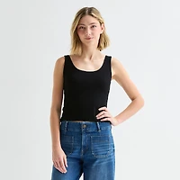 a.n.a Double Layer Womens Tall U Neck Sleeveless Tank Top