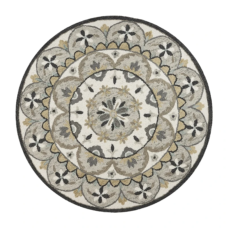 Daisy Dia Floral Hand Tufted Indoor Round Area Rug