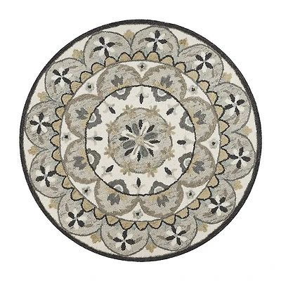 Daisy Dia Floral Hand Tufted Indoor Round Area Rug