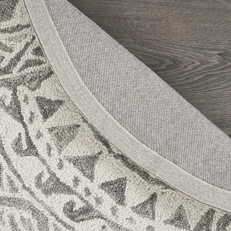 Daisy Den Geometric Hand Tufted Indoor Round Area Rug