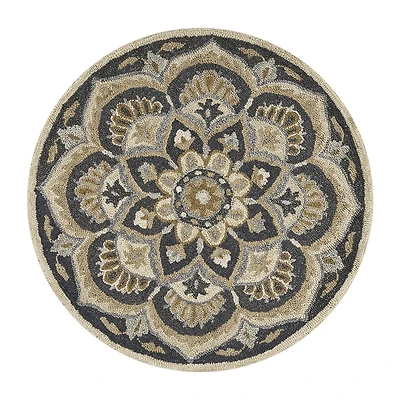 Daisy Bren Floral Hand Tufted Indoor Round Area Rug