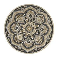 Daisy Bren Floral Hand Tufted Indoor Round Area Rug