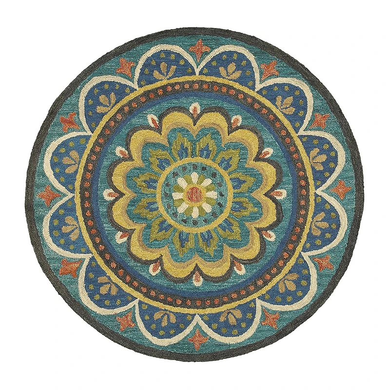 Daisy Ray Floral Hand Tufted Indoor Round Area Rug