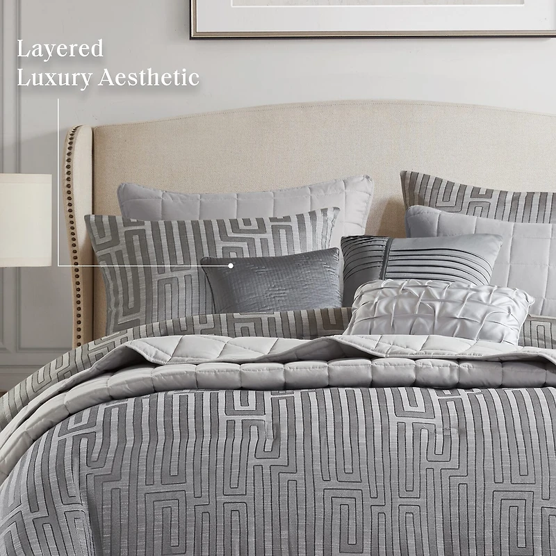 Madison Park Hayden 10-Piece Luxury Jacquard Comforter & Quilt Set