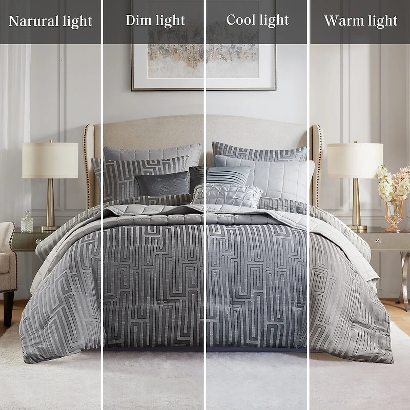 Madison Park Hayden 10-Piece Luxury Jacquard Comforter & Quilt Set