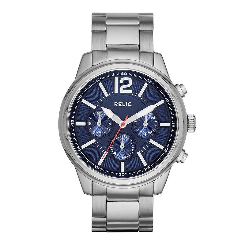 Relic® Greer Mens Silver-Tone Strap Sport Watch ZR15777