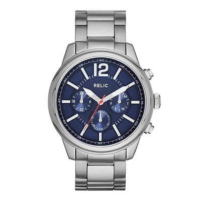 Relic® Greer Mens Silver-Tone Strap Sport Watch ZR15777
