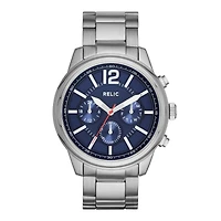 Relic® Greer Mens Silver-Tone Strap Sport Watch ZR15777