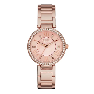 Relic® Isabelle Womens Crystal-Accent Rose-Tone Bracelet Watch ZR34308
