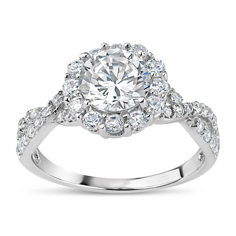 DiamonArt® Womens 3 1/2 CT. T.W White Cubic Zirconia Sterling Silver Engagement Ring