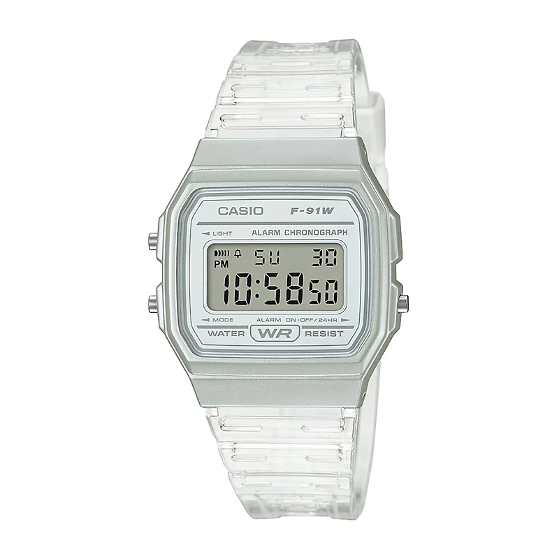 Casio Womens Digital Clear Strap Watch F91ws-7
