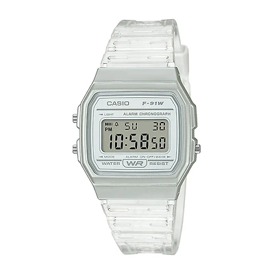 Casio Womens Digital Clear Strap Watch F91ws-7