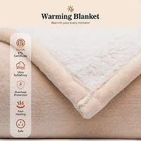 Sealy® Flannel & Sherpa Heated Midweight Blanket