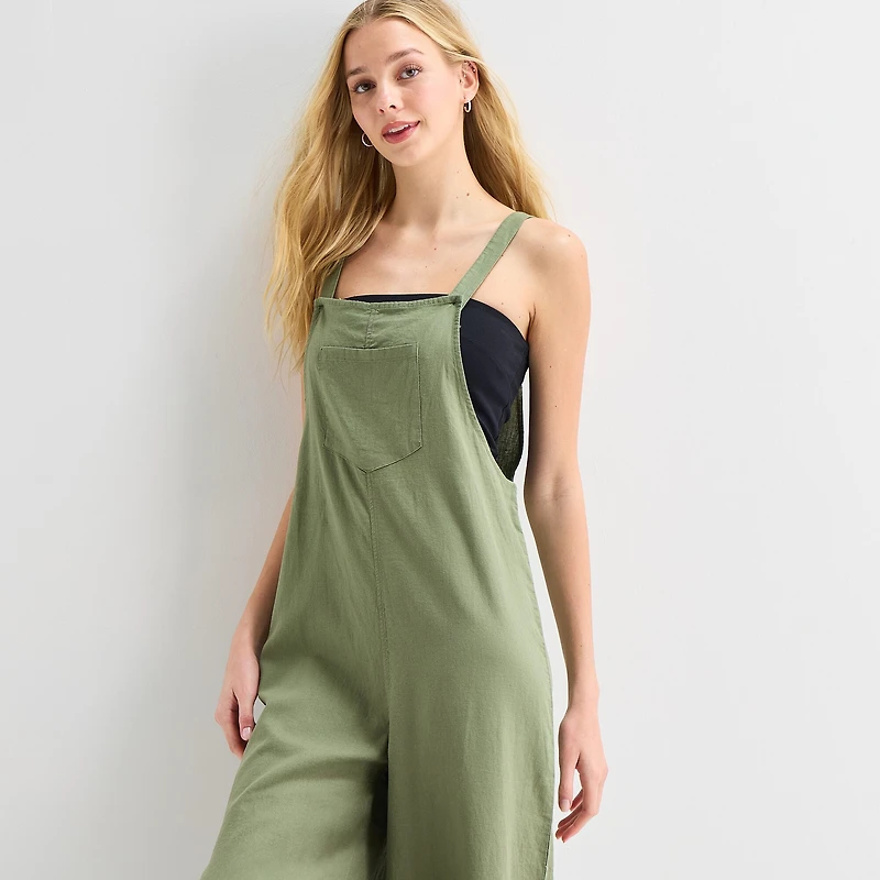 Hurley Womens Square Neck Sleeveless Juniors Jumpsuit